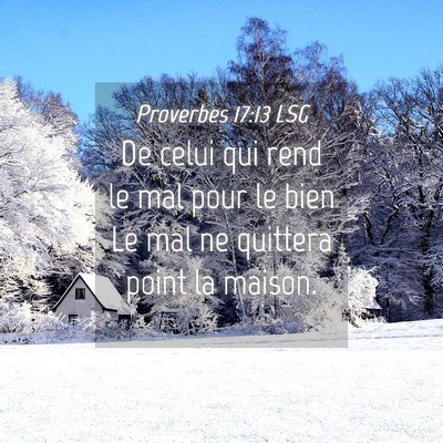 Picture 04 - Proverbes 17:13 LSG - De celui qui rend le mal pour le bien Le mal ne - Bible Verse Picture