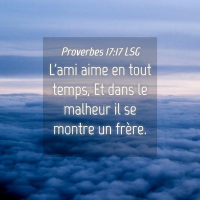 Picture 04 - Proverbes 17:17 LSG - L'ami aime en tout temps, Et dans le malheur il - Bible Verse Picture