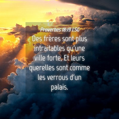 Picture 04 - Proverbes 18:19 LSG - Des frères sont plus intraitables qu'une ville - Bible Verse Picture
