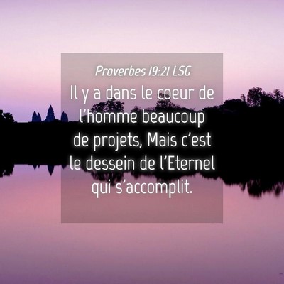 Picture 04 - Proverbes 19:21 LSG - Il y a dans le coeur de l'homme beaucoup de - Bible Verse Picture