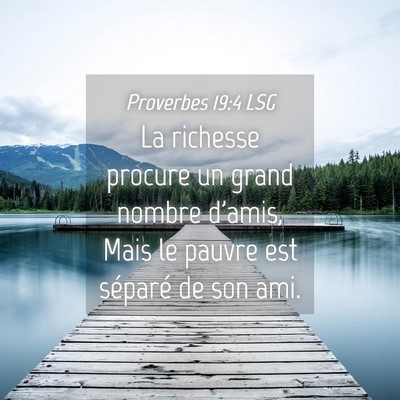 Picture 04 - Proverbes 19:4 LSG - La richesse procure un grand nombre d'amis, Mais - Bible Verse Picture
