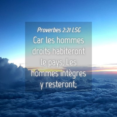 Picture 04 - Proverbes 2:21 LSG - Car les hommes droits habiteront le pays, Les - Bible Verse Picture