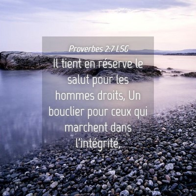 Picture 04 - Proverbes 2:7 LSG - Il tient en réserve le salut pour les hommes - Bible Verse Picture