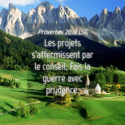 Picture 04 - Proverbes 20:18 LSG - Les projets s'affermissent par le conseil; Fais - Bible Verse Picture