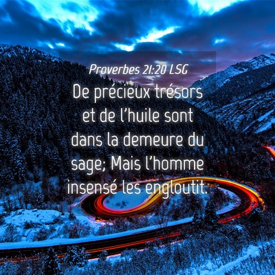 Picture 04 - Proverbes 21:20 LSG - De précieux trésors et de l'huile sont dans la - Bible Verse Picture