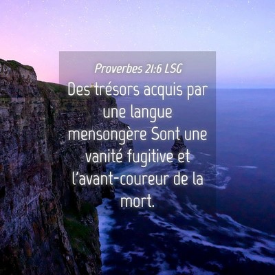 Picture 04 - Proverbes 21:6 LSG - Des trésors acquis par une langue mensongère - Bible Verse Picture