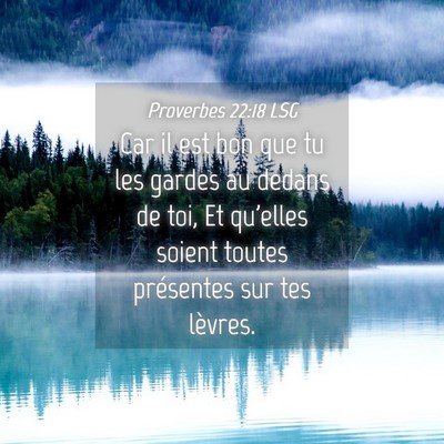 Picture 04 - Proverbes 22:18 LSG - Car il est bon que tu les gardes au dedans de - Bible Verse Picture
