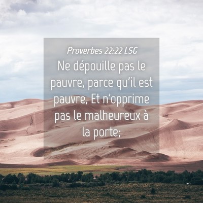 Picture 04 - Proverbes 22:22 LSG - Ne dépouille pas le pauvre, parce qu'il est - Bible Verse Picture