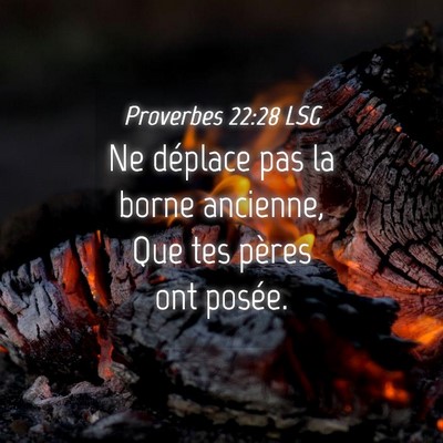 Picture 04 - Proverbes 22:28 LSG - Ne déplace pas la borne ancienne, Que tes pères - Bible Verse Picture