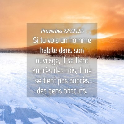 Picture 04 - Proverbes 22:29 LSG - Si tu vois un homme habile dans son ouvrage, Il - Bible Verse Picture