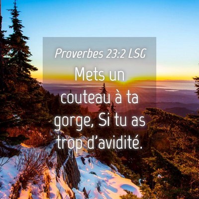 Picture 04 - Proverbes 23:2 LSG - Mets un couteau à ta gorge, Si tu as trop - Bible Verse Picture