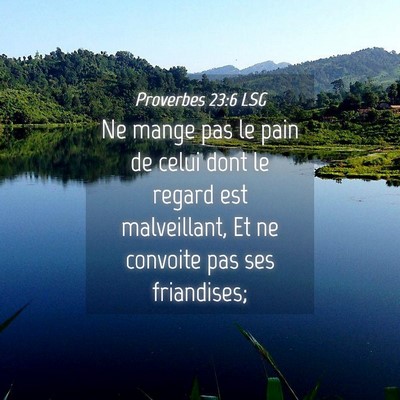 Picture 04 - Proverbes 23:6 LSG - Ne mange pas le pain de celui dont le regard est - Bible Verse Picture