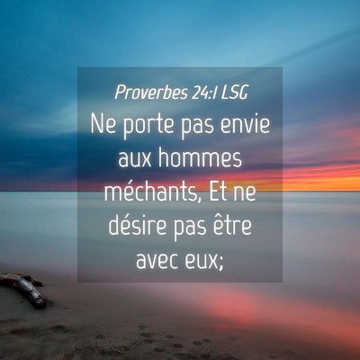 Picture 04 - Proverbes 24:1 LSG - Ne porte pas envie aux hommes méchants, Et ne - Bible Verse Picture