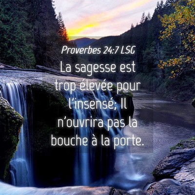 Picture 04 - Proverbes 24:7 LSG - La sagesse est trop élevée pour l'insensé; Il - Bible Verse Picture