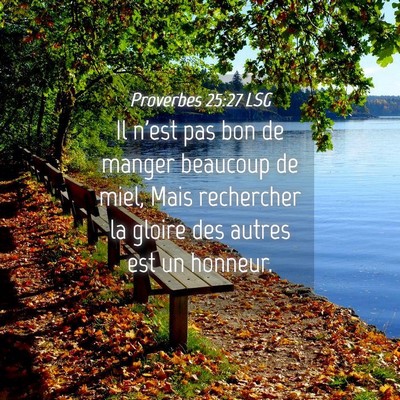 Picture 04 - Proverbes 25:27 LSG - Il n'est pas bon de manger beaucoup de miel, Mais - Bible Verse Picture