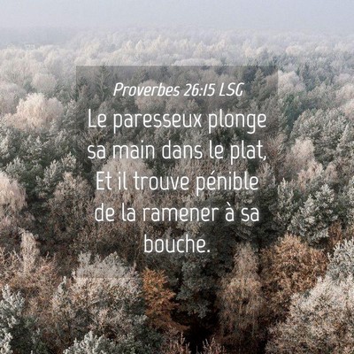 Picture 04 - Proverbes 26:15 LSG - Le paresseux plonge sa main dans le plat, Et il - Bible Verse Picture