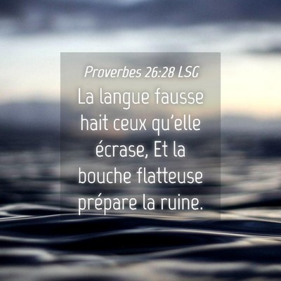 Picture 04 - Proverbes 26:28 LSG - La langue fausse hait ceux qu'elle écrase, Et la - Bible Verse Picture