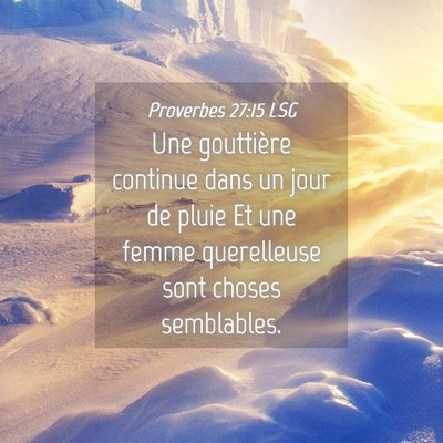 Picture 04 - Proverbes 27:15 LSG - Une gouttière continue dans un jour de pluie Et - Bible Verse Picture