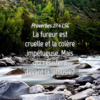 Picture 04 - Proverbes 27:4 LSG - La fureur est cruelle et la colère impétueuse, - Bible Verse Picture