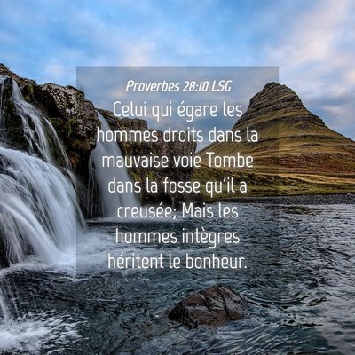 Picture 04 - Proverbes 28:10 LSG - Celui qui égare les hommes droits dans la - Bible Verse Picture