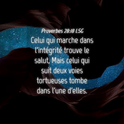 Picture 04 - Proverbes 28:18 LSG - Celui qui marche dans l'intégrité trouve le - Bible Verse Picture