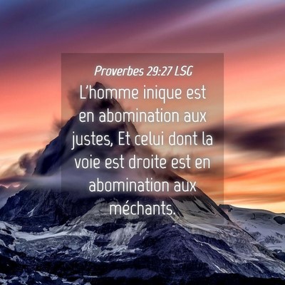 Picture 04 - Proverbes 29:27 LSG - L'homme inique est en abomination aux justes, Et - Bible Verse Picture