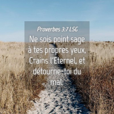 Picture 04 - Proverbes 3:7 LSG - Ne sois point sage à tes propres yeux, Crains - Bible Verse Picture