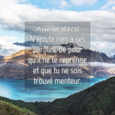 Picture 04 - Proverbes 30:6 LSG - N'ajoute rien à ses paroles, De peur qu'il ne te - Bible Verse Picture