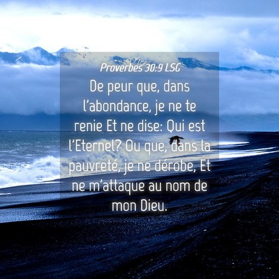 Picture 04 - Proverbes 30:9 LSG - De peur que, dans l'abondance, je ne te renie Et - Bible Verse Picture
