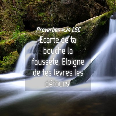 Picture 04 - Proverbes 4:24 LSG - Ecarte de ta bouche la fausseté, Eloigne de tes - Bible Verse Picture