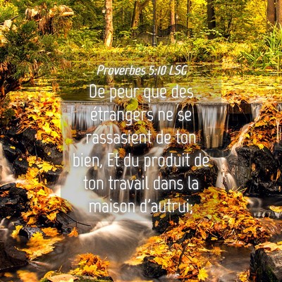 Picture 04 - Proverbes 5:10 LSG - De peur que des étrangers ne se rassasient de - Bible Verse Picture