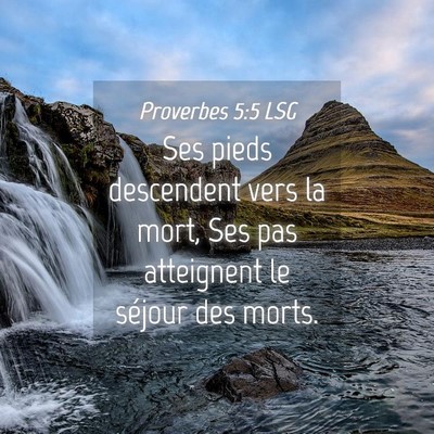 Picture 04 - Proverbes 5:5 LSG - Ses pieds descendent vers la mort, Ses pas - Bible Verse Picture