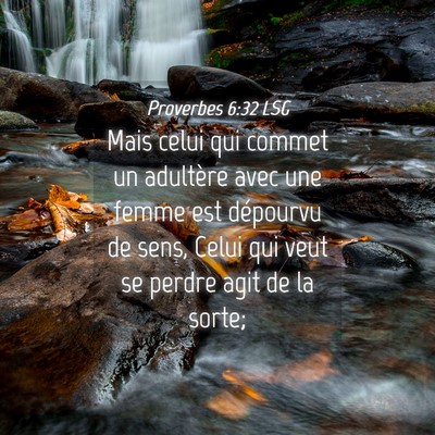 Picture 04 - Proverbes 6:32 LSG - Mais celui qui commet un adultère avec une femme - Bible Verse Picture