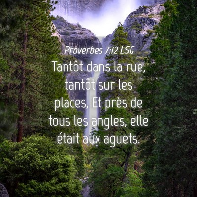 Picture 04 - Proverbes 7:12 LSG - Tantôt dans la rue, tantôt sur les places, Et - Bible Verse Picture