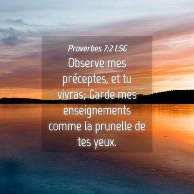 Picture 04 - Proverbes 7:2 LSG - Observe mes préceptes, et tu vivras; Garde mes - Bible Verse Picture