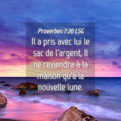 Picture 04 - Proverbes 7:20 LSG - Il a pris avec lui le sac de l'argent, Il ne - Bible Verse Picture
