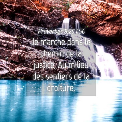 Picture 04 - Proverbes 8:20 LSG - Je marche dans le chemin de la justice, Au milieu - Bible Verse Picture