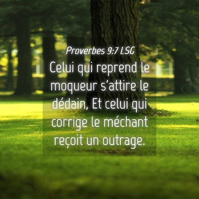 Picture 04 - Proverbes 9:7 LSG - Celui qui reprend le moqueur s'attire le dédain, - Bible Verse Picture