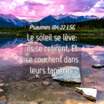 Picture 04 - Psaumes 104:22 LSG - Le soleil se lève: ils se retirent, Et se - Bible Verse Picture