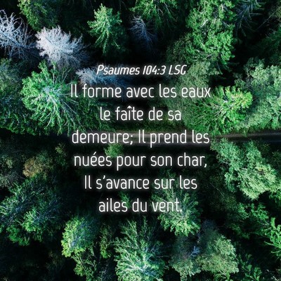 Picture 04 - Psaumes 104:3 LSG - Il forme avec les eaux le faîte de sa demeure; - Bible Verse Picture