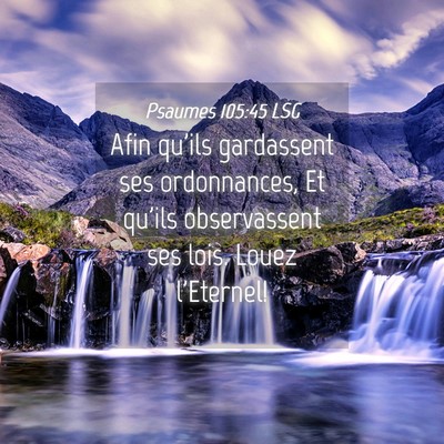 Picture 04 - Psaumes 105:45 LSG - Afin qu'ils gardassent ses ordonnances, Et qu'ils - Bible Verse Picture