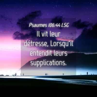 Picture 04 - Psaumes 106:44 LSG - Il vit leur détresse, Lorsqu'il entendit leurs - Bible Verse Picture