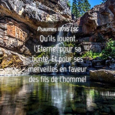 Picture 04 - Psaumes 107:15 LSG - Qu'ils louent l'Eternel pour sa bonté, Et pour - Bible Verse Picture