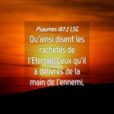 Picture 04 - Psaumes 107:2 LSG - Qu'ainsi disent les rachetés de l'Eternel, Ceux - Bible Verse Picture
