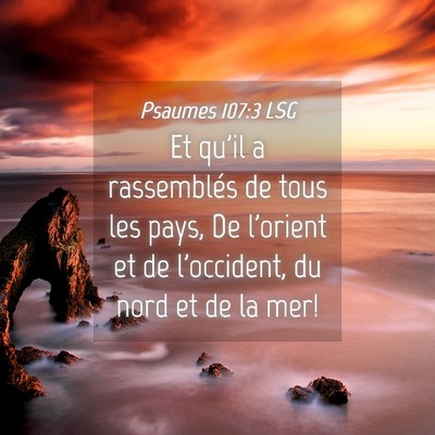 Picture 04 - Psaumes 107:3 LSG - Et qu'il a rassemblés de tous les pays, De - Bible Verse Picture