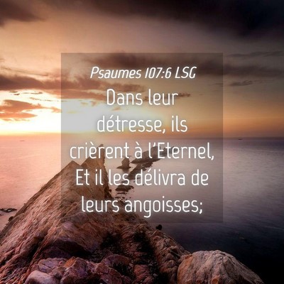 Picture 04 - Psaumes 107:6 LSG - Dans leur détresse, ils crièrent à l'Eternel, - Bible Verse Picture