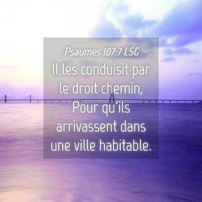 Picture 04 - Psaumes 107:7 LSG - Il les conduisit par le droit chemin, Pour qu'ils - Bible Verse Picture