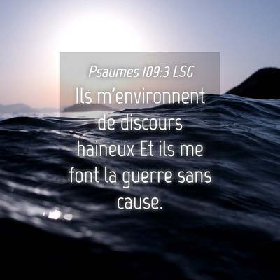 Picture 04 - Psaumes 109:3 LSG - Ils m'environnent de discours haineux Et ils me - Bible Verse Picture