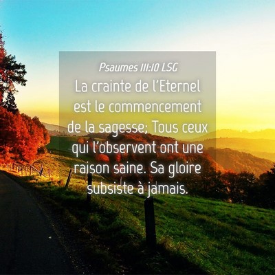 Picture 04 - Psaumes 111:10 LSG - La crainte de l'Eternel est le commencement de la - Bible Verse Picture