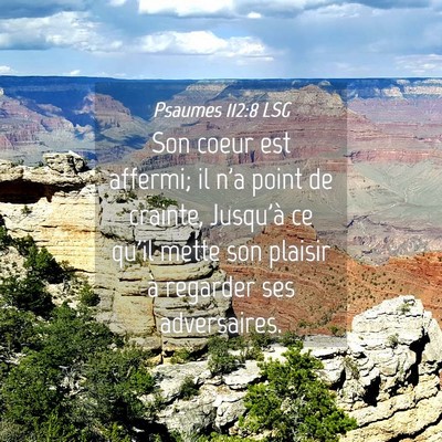 Picture 04 - Psaumes 112:8 LSG - Son coeur est affermi; il n'a point de crainte, - Bible Verse Picture